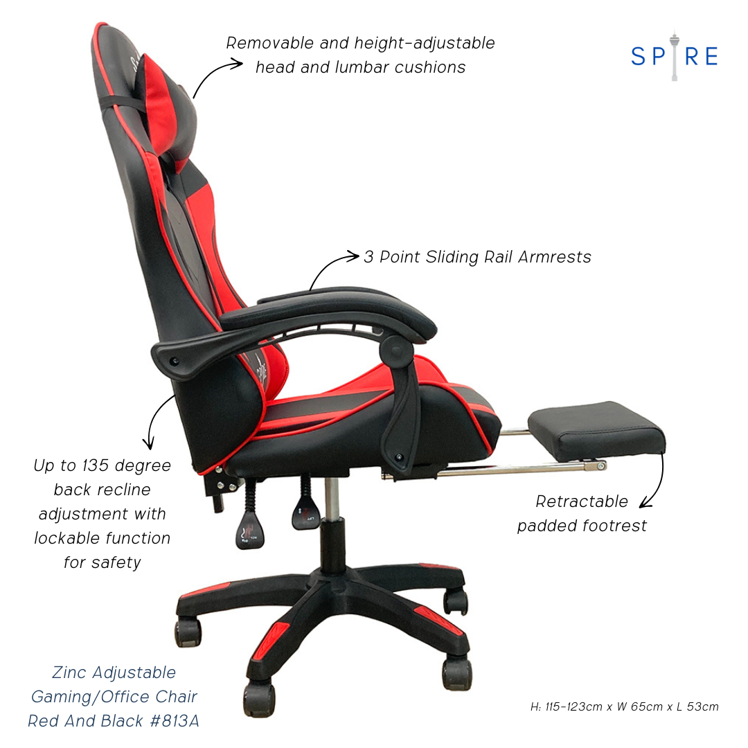 Spire Zinc Adjustable Gaming/Office Chair Red And Black 813A