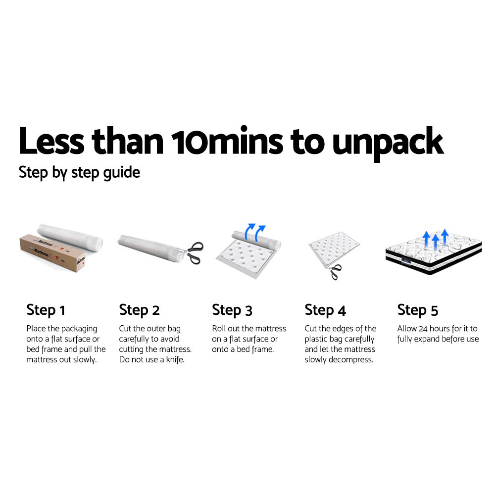 Daytona 35CM KING Mattress Bed 7 Zone Dual Euro Top Pocket Spring Medium Firm