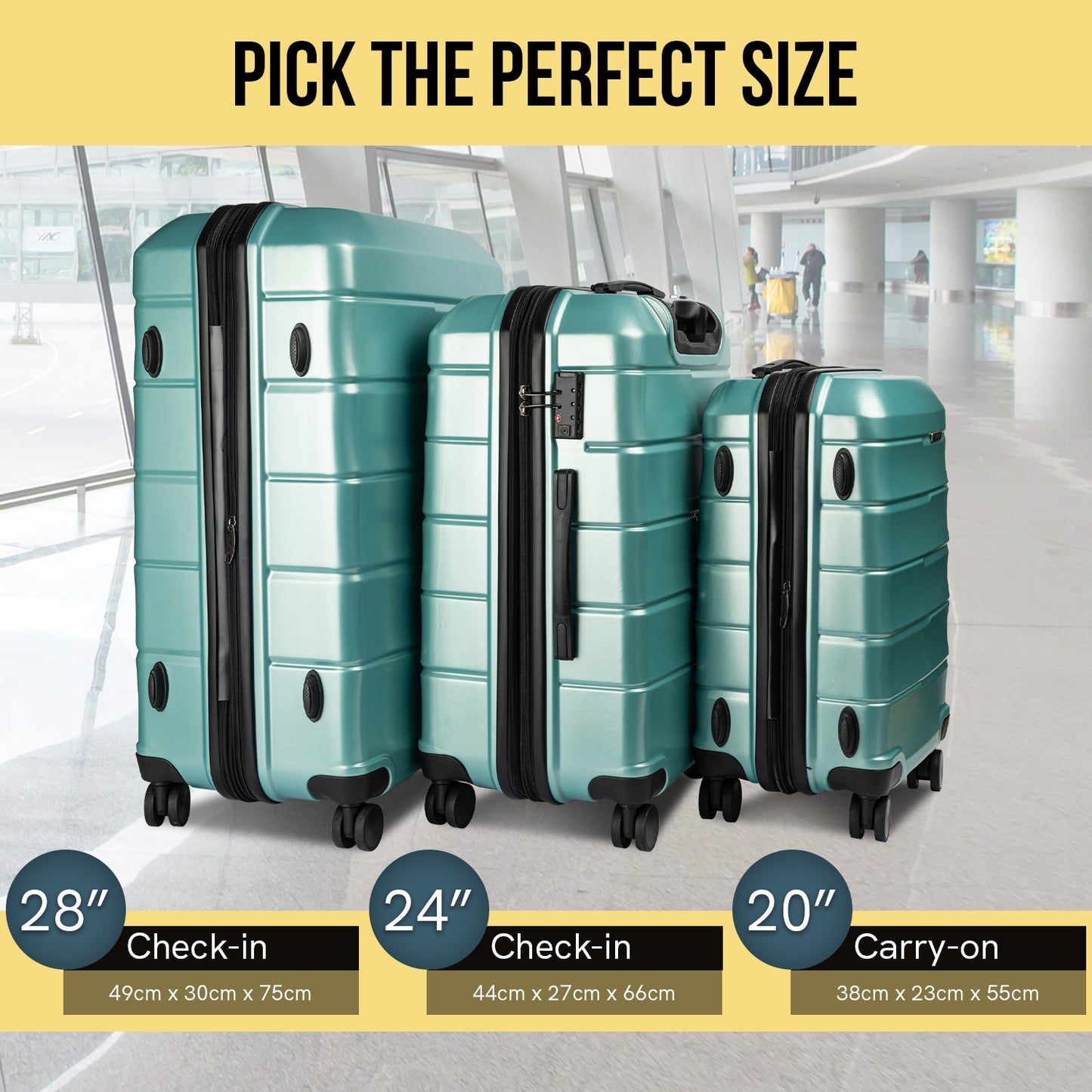 TravelElite Artemis 28in Hard Shell Suitcase ABS+PC - Electric Teal