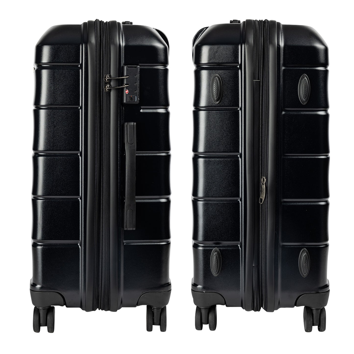 TravelElite 3PC Artemis Luggage Set Hard Shell Suitcase ABS+PC Jet Black