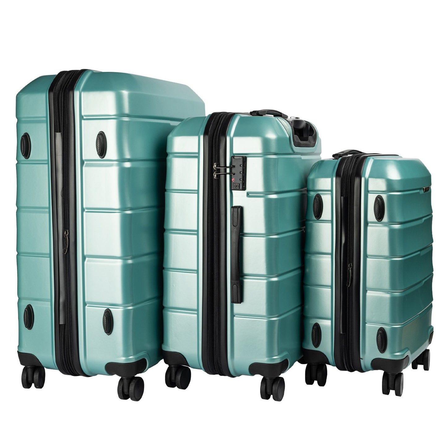 TravelElite 3PC Artemis Luggage Set Hard Shell ABS+PC - Electric Teal