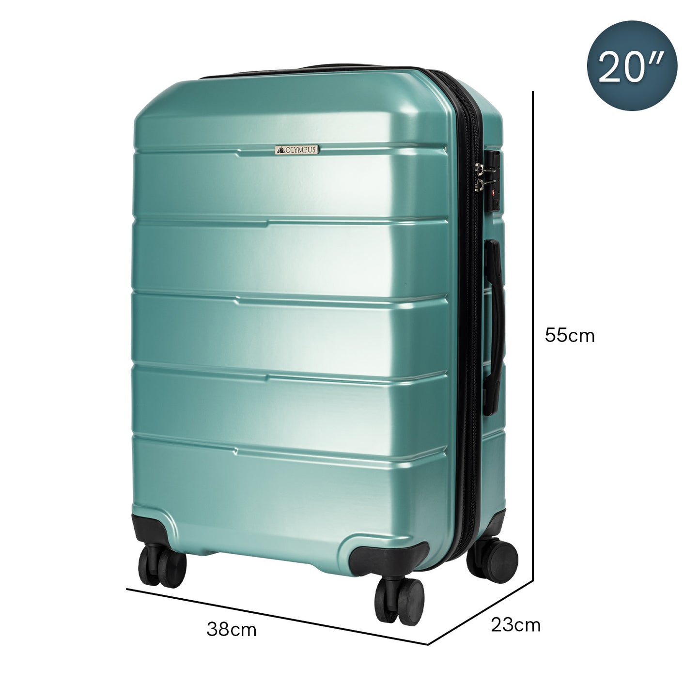 TravelElite 3PC Artemis Luggage Set Hard Shell ABS+PC - Electric Teal
