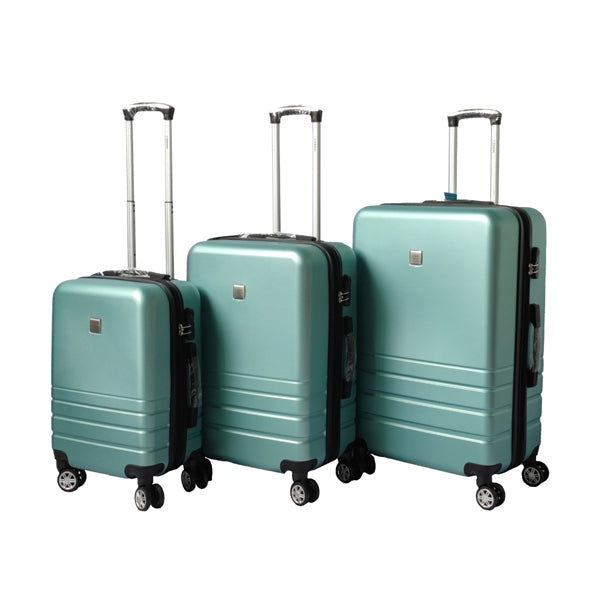 JetStream Expandable ABS Luggage Suitcase Set 3 Code Lock Travel Carry Bag Trolley Green