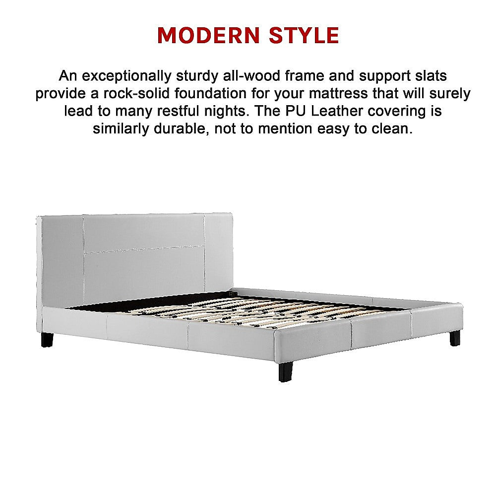 Tokyo King PU Leather Bed Frame White