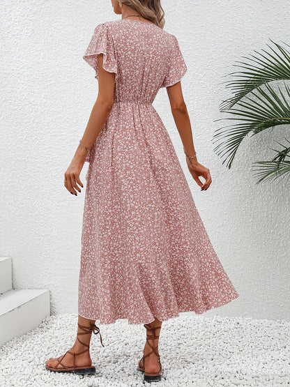 Rosy™ Floral Print Neck Tied Spring Summer Dress