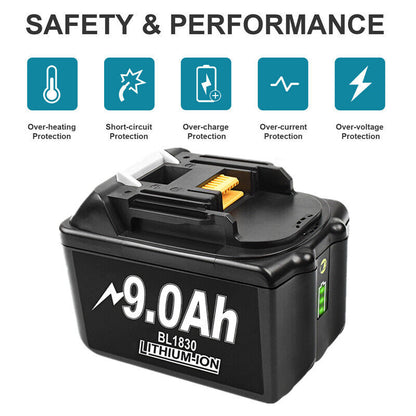 9.0Ah Makita Suitable 18V Li-Ion LXT Battery BL1830B BL1840B BL1850B BL1860B