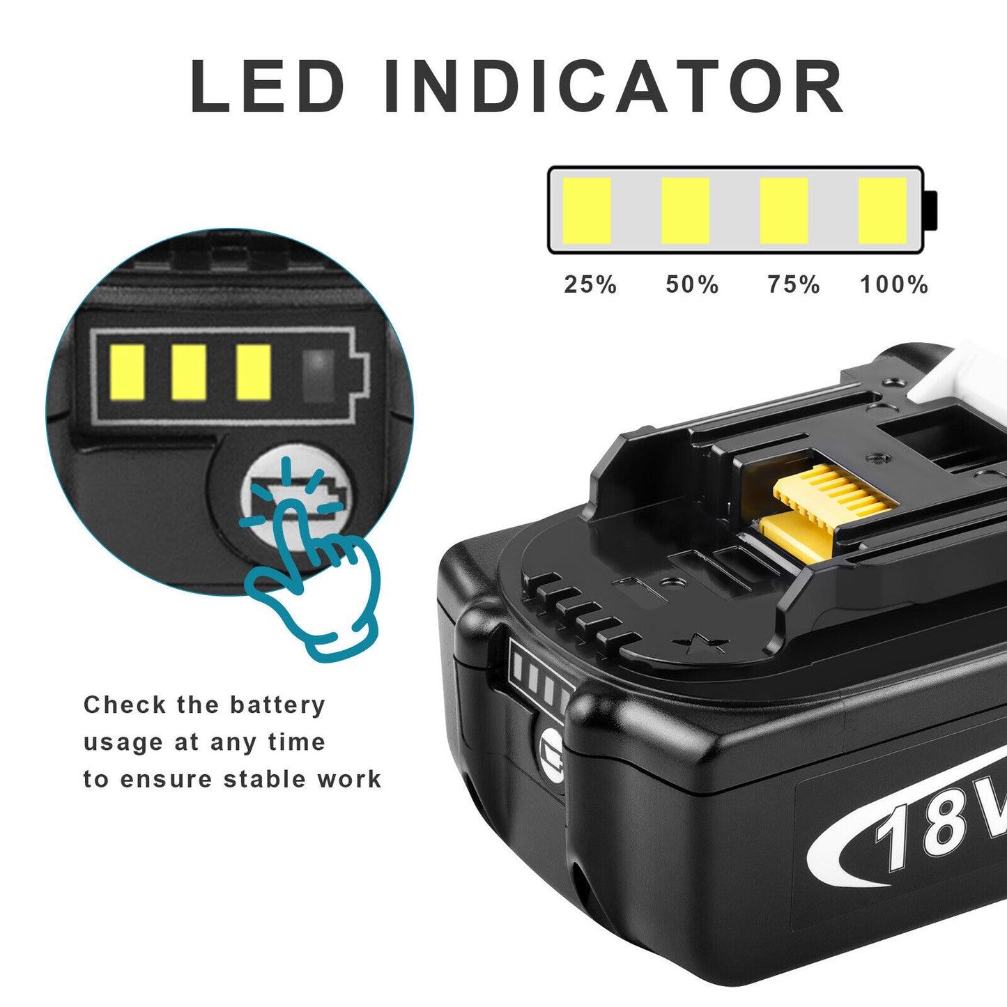 6.0Ah Makita Suitable 18v Battery Li-Ion Cordless Multi Tool BL1860 LXT BL1850 BL1830