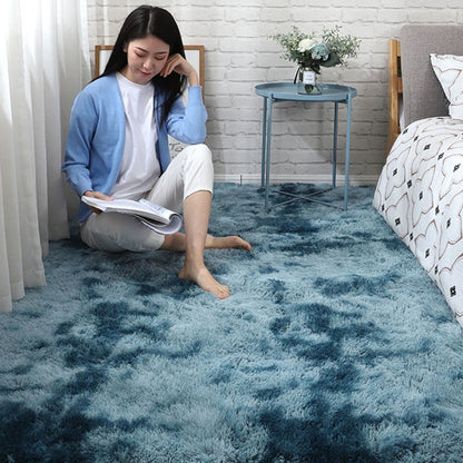 Blue Fluffy Floor Rugs, Bedroom Rugs