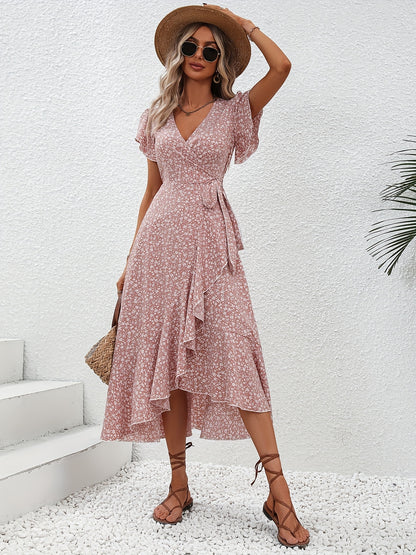 Rosy™ Floral Print Neck Tied Spring Summer Dress