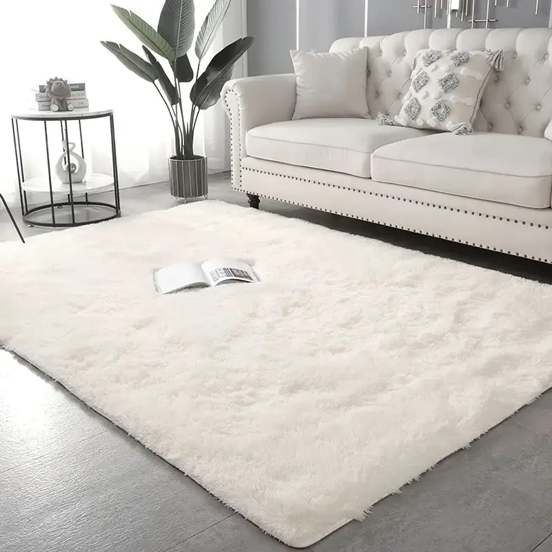 White Fluffy Floor Rugs, Front