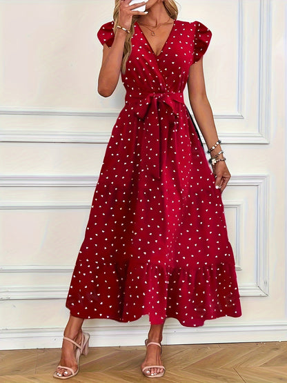 Isabella™ Elegant Heart Print Neck Dress