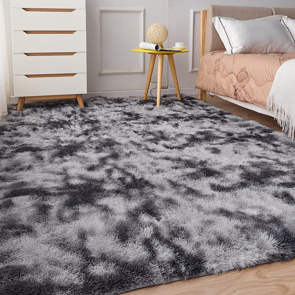 Dark Grey Fluffy Floor Rugs, Main