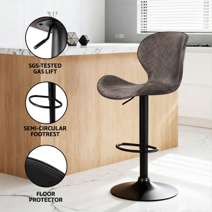 Artiss 2x Bar Stools Kitchen Swivel Gas Lift Counter Chair Wing PE Rattan Brown