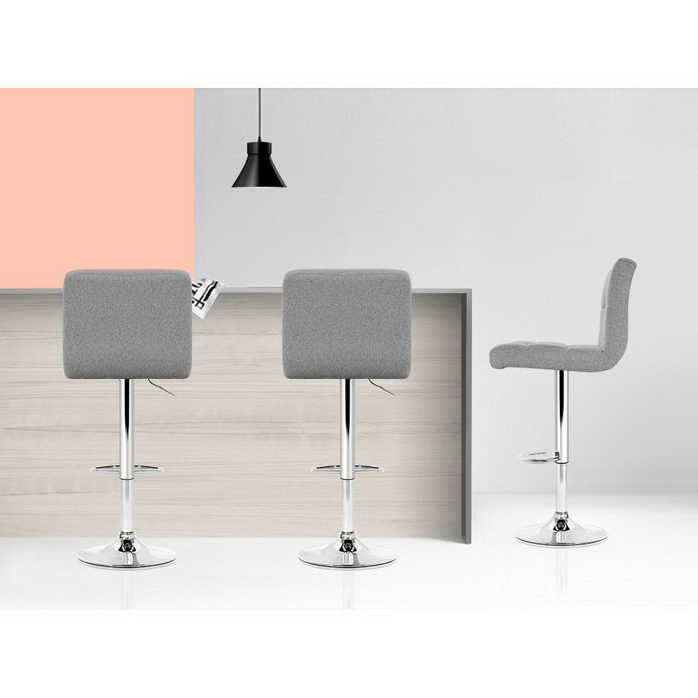 Artiss 2x Bar Stools Kitchen Dining Chairs Counter Stool Gas Lift Fabric Grey