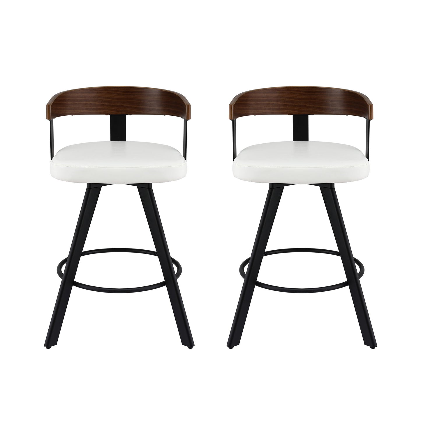 2x Artiss Bar Stools Swivel Kitchen Chairs Metal Legs Bentwood Counter White PU