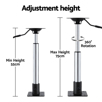 Seamanship Boat Seat Pedestal 55–75cm Adjustable Gas Lift 360 Degrees Swivel 2 Pack