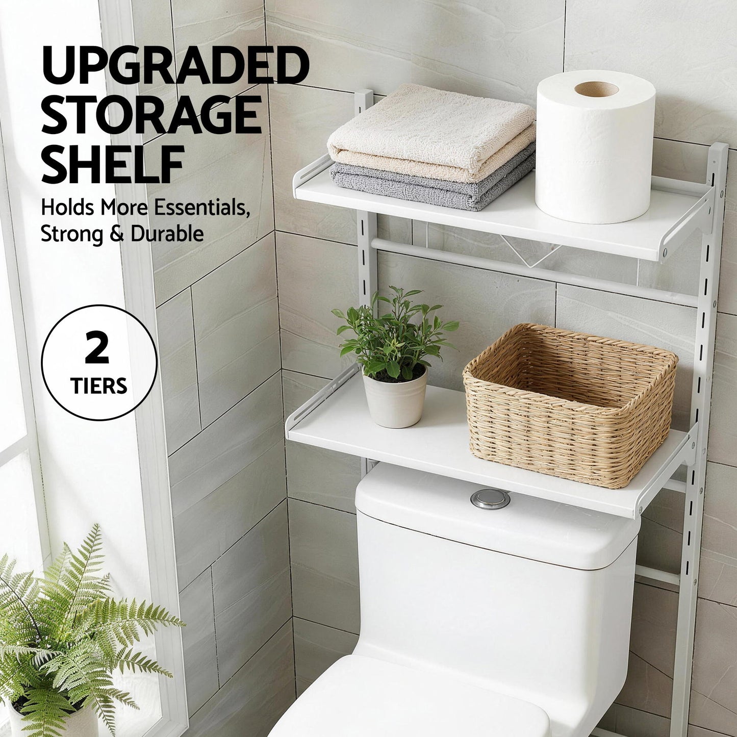 Artiss Over Toilet Bathroom Storage Shelf Rack Over Toilet 2 Tier