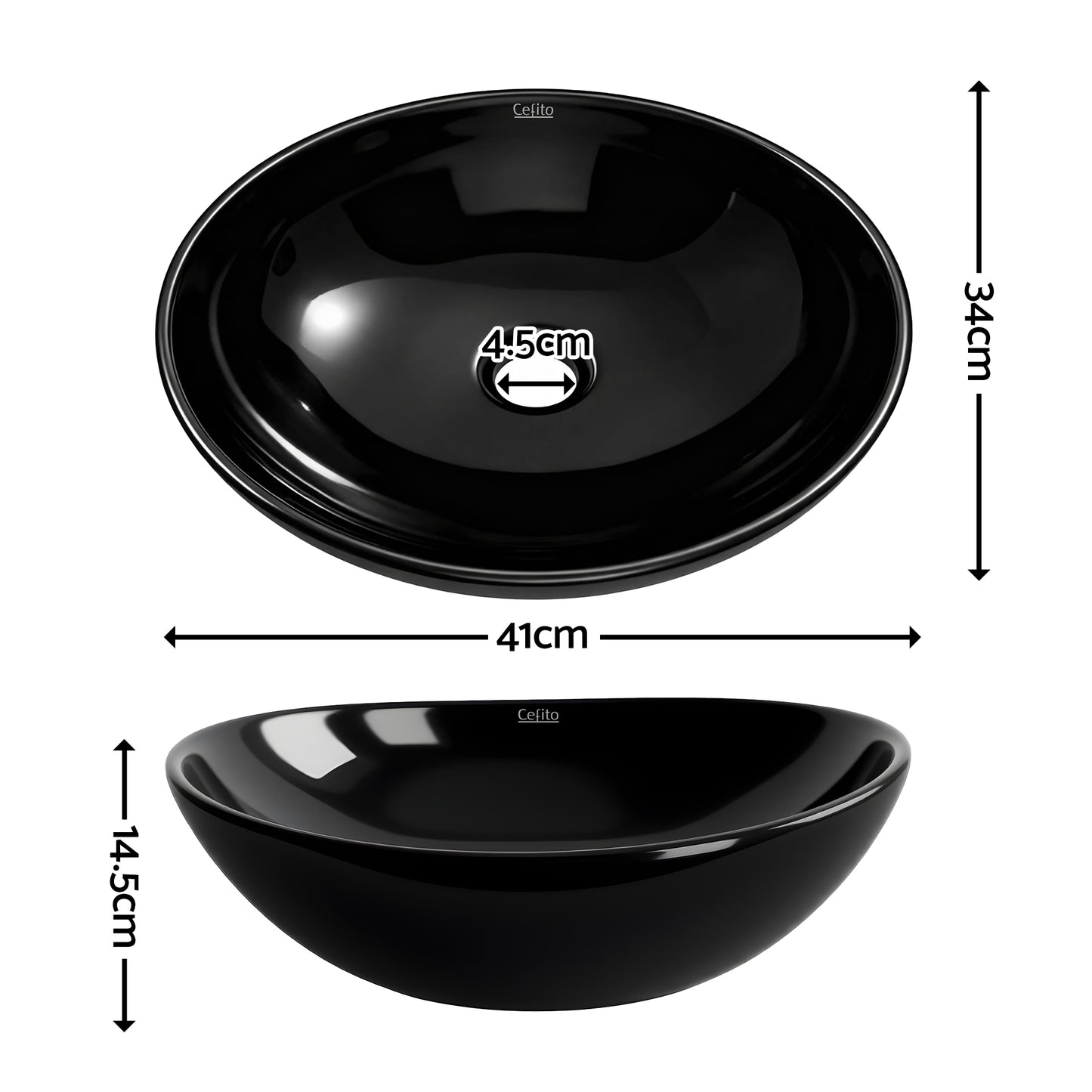 Cefito Bathroom Basin Ceramic Vanity Sink Hand Wash Bowl 41x34cm