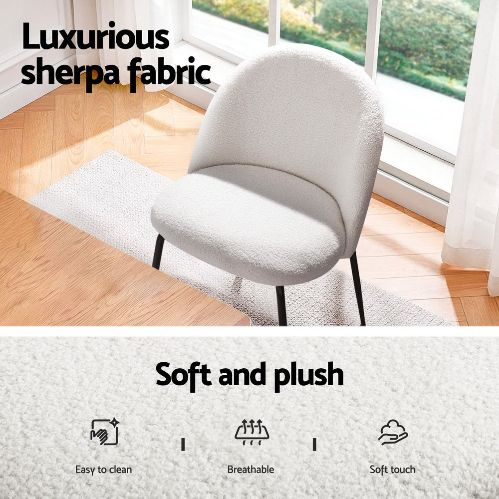 1 Artiss Dining Table and 4 Chairs Set White Sherpa