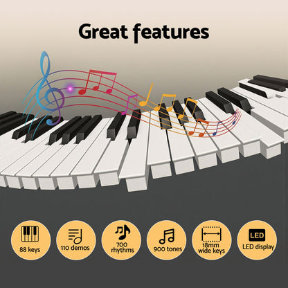 Alpha Piano Keyboard 88 Keys Electric Electronic Keyboard Piano Gift Black