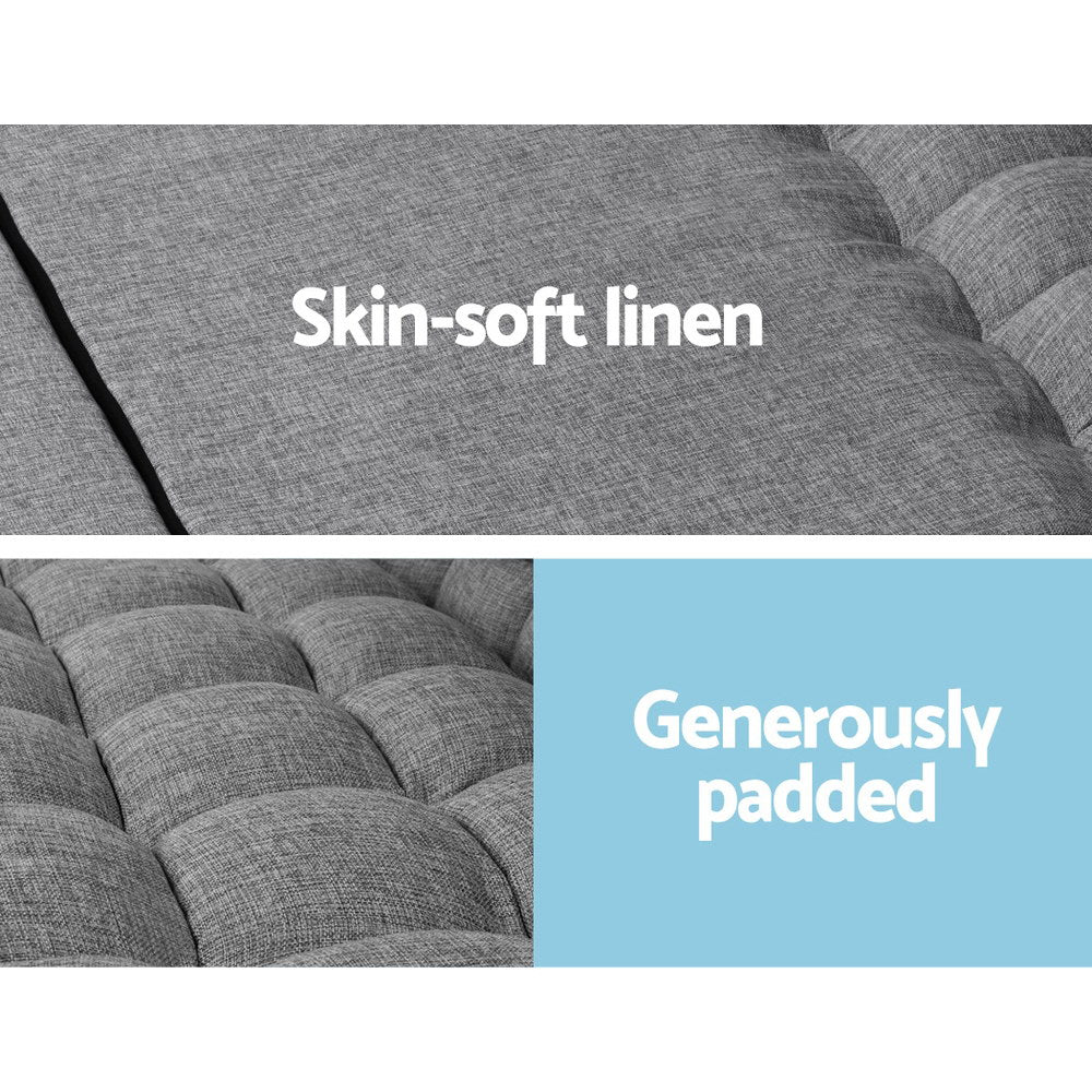 Mallen Lounge Sofa Bed 2-seater Floor Folding Fabric Grey