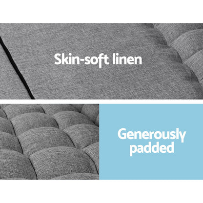 Mallen Lounge Sofa Bed 2-seater Floor Folding Fabric Grey