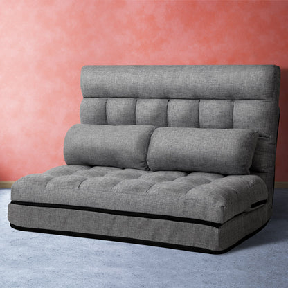 Mallen Lounge Sofa Bed 2-seater Floor Folding Fabric Grey