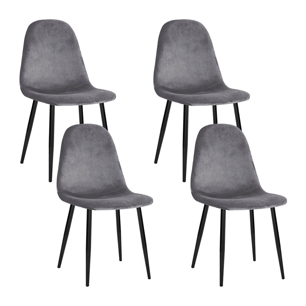 Artiss Dining Chairs Set of 4 Velvet Curved Slope Grey – Goods Australia