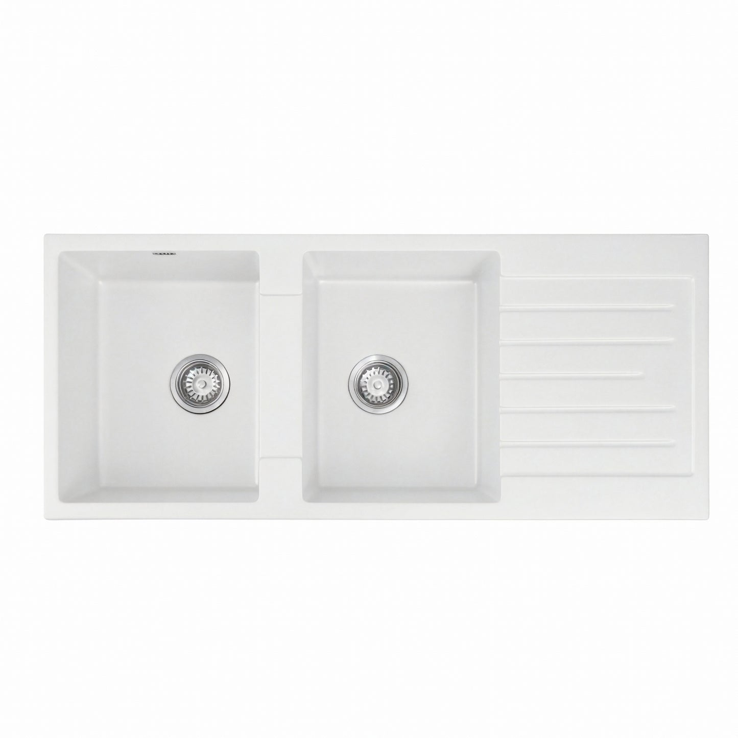 Cefito Kitchen Sink 116x50cm Granite Stone Sink Double Bowl White