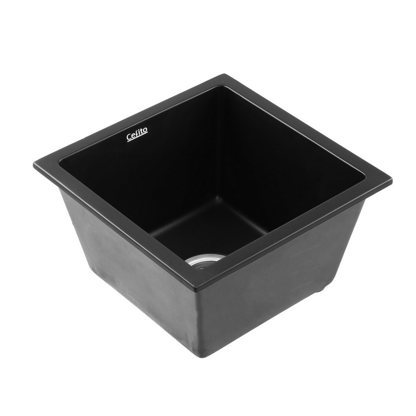 Cefito Kitchen Sink 38x38cm Granite Stone Sink Single Bowl Black