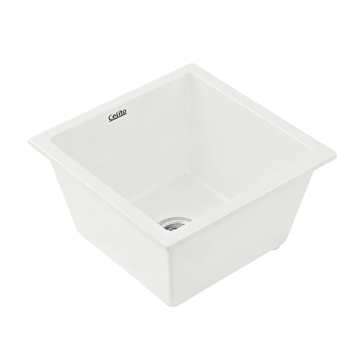 Cefito Kitchen Sink 38x38cm Granite Stone Sink Single Bowl White