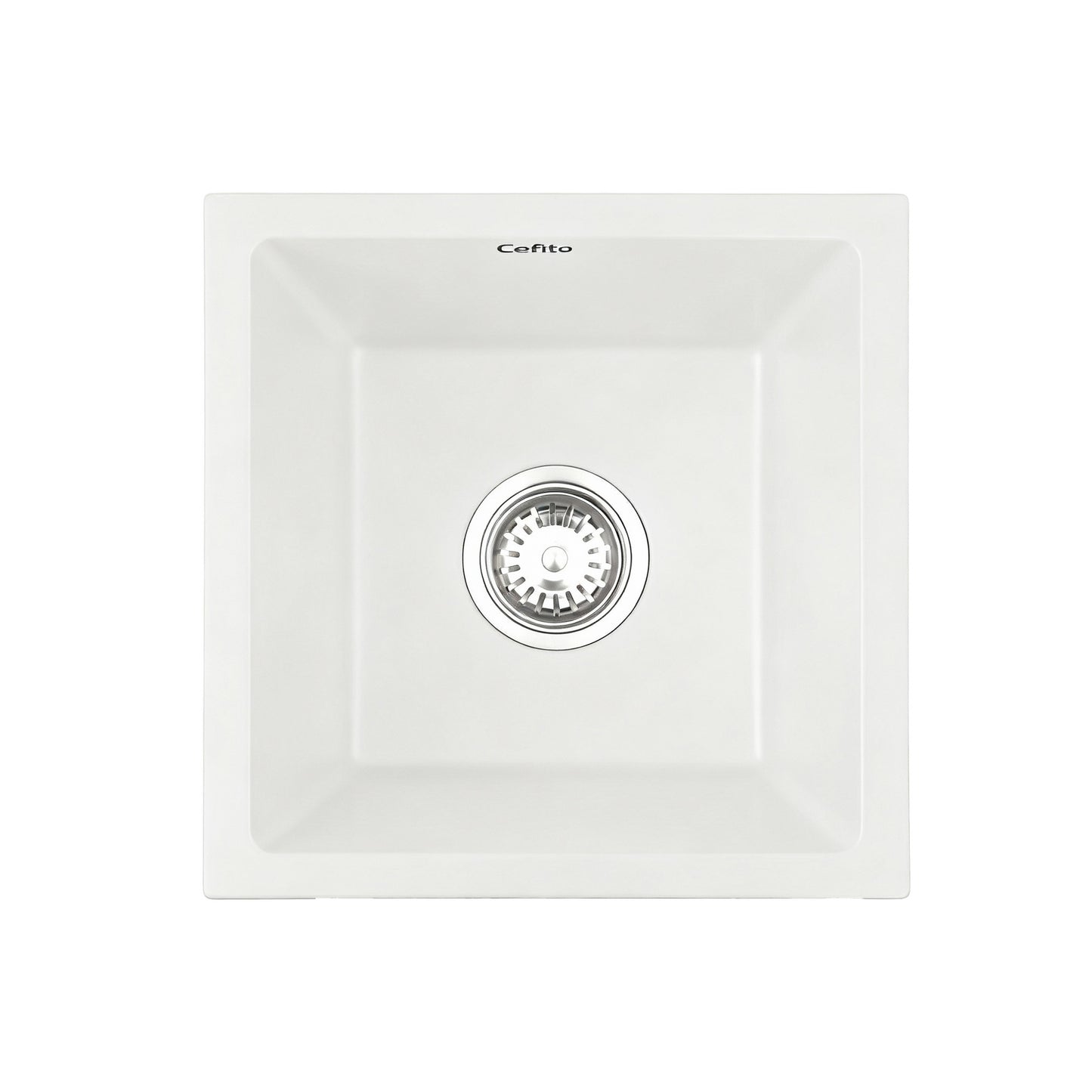 Cefito Kitchen Sink 38x38cm Granite Stone Sink Single Bowl White