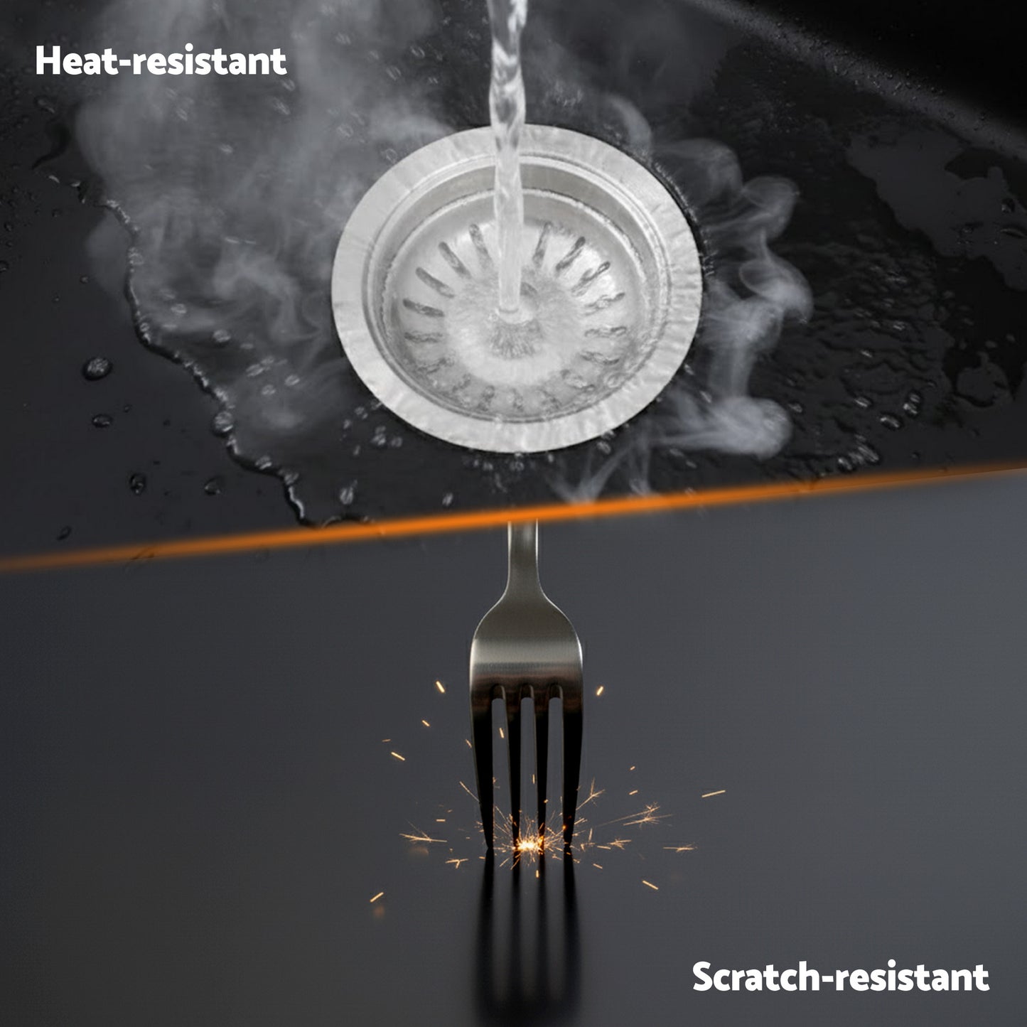 Cefito Kitchen Sink 45x45cm Granite Stone Sink Single Bowl Black