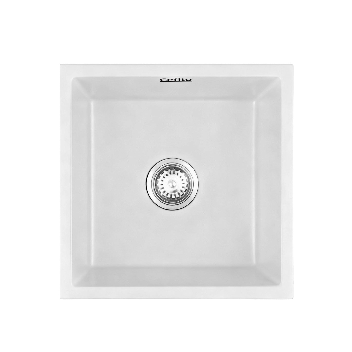 Cefito Kitchen Sink 45x45cm Granite Stone Sink Single Bowl White