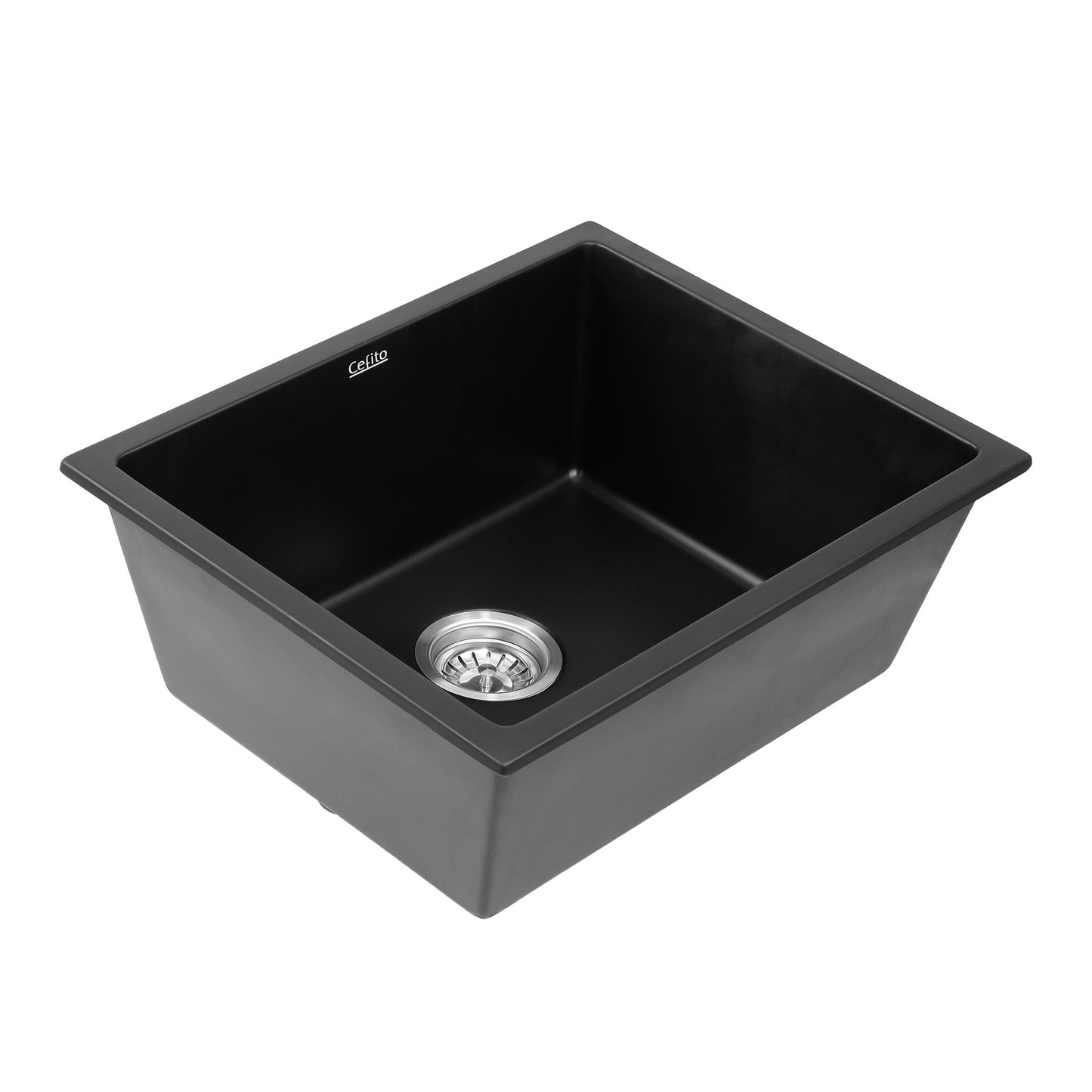 Cefito Kitchen Sink 55x45cm Granite Stone Sink Single Bowl Black