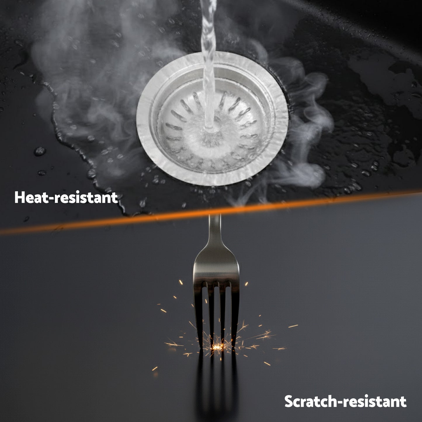 Cefito Kitchen Sink 77x45cm Granite Stone Sink Double Bowl Black