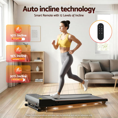 Everfit 3 in 1 Walking Pad Treadmill 20% Auto Incline Under Desk Treadmills for Home Gym With 40cm Wide Belt