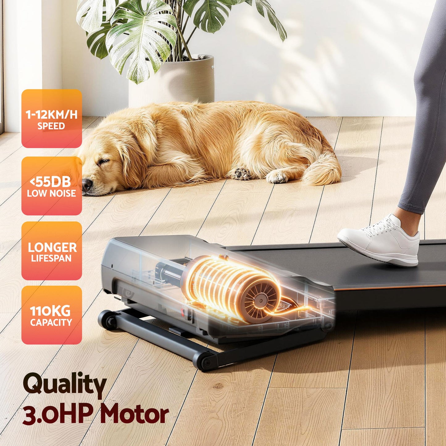 Everfit 3 in 1 Walking Pad Treadmill 20% Auto Incline Under Desk Treadmills for Home Gym With 40cm Wide Belt