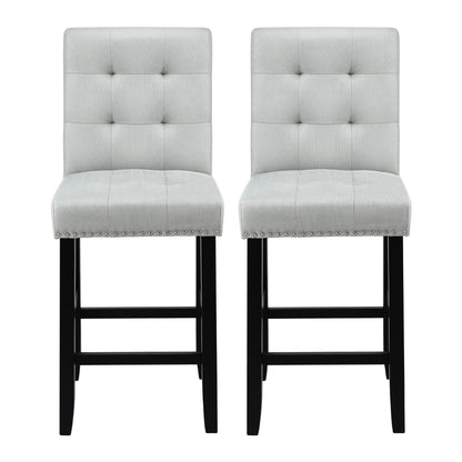 Artiss 2x Bar Stools Kitchen Dining Chairs Counter Fabric Stool Wooden Ada Grey
