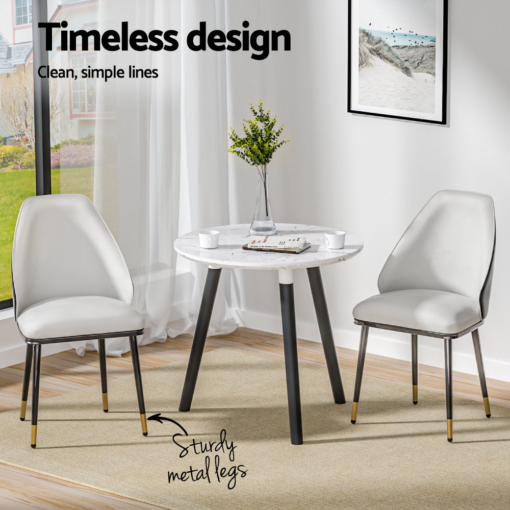 Artiss Dining Chairs Set of 2 Leather Seat Beige and Black
