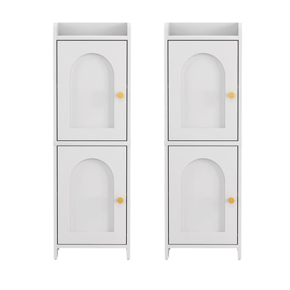 Artiss 2x Bathroom Storage Cabinet 2-Tier Slim Toilet Organizer Adjustable White