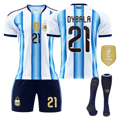 2026 FIFA World Cup Argentina Home Jersey #10 Messi #9 Alvarez #22 Martinez #20 Enzo Football Shirt Fan Edition Children/Adult Sizes 16-XXL(De Paul + Size20)