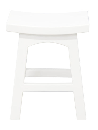 Tokyo Solid Mahogan Timber Footstool (White)