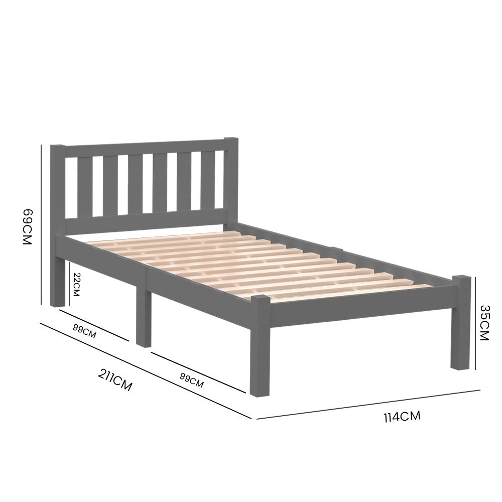 Grey Kingston Slumber Bed Frame King Single Timber Sydney