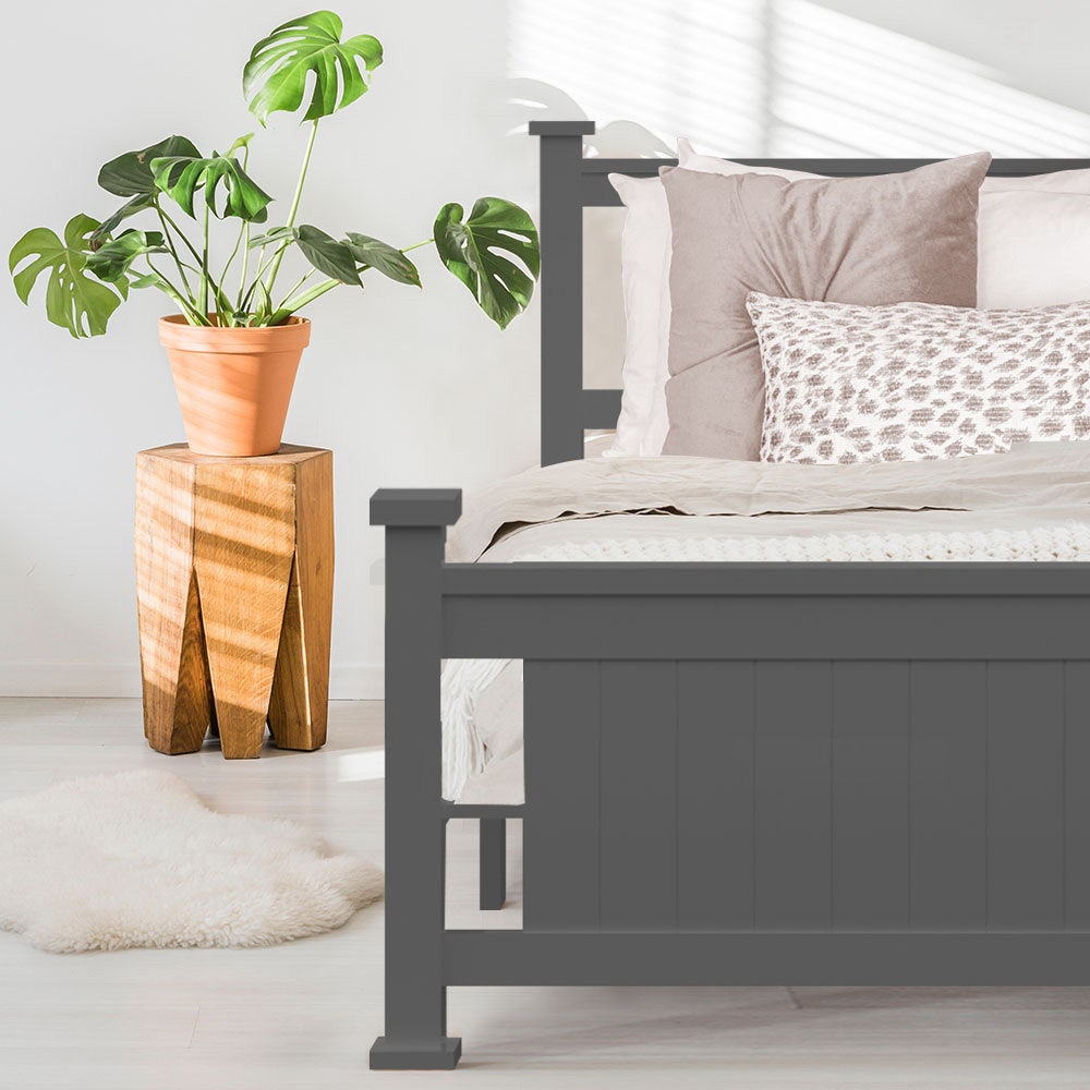 Kingston Slumber Grey King Single Bed Frame Wooden Timber Sydney