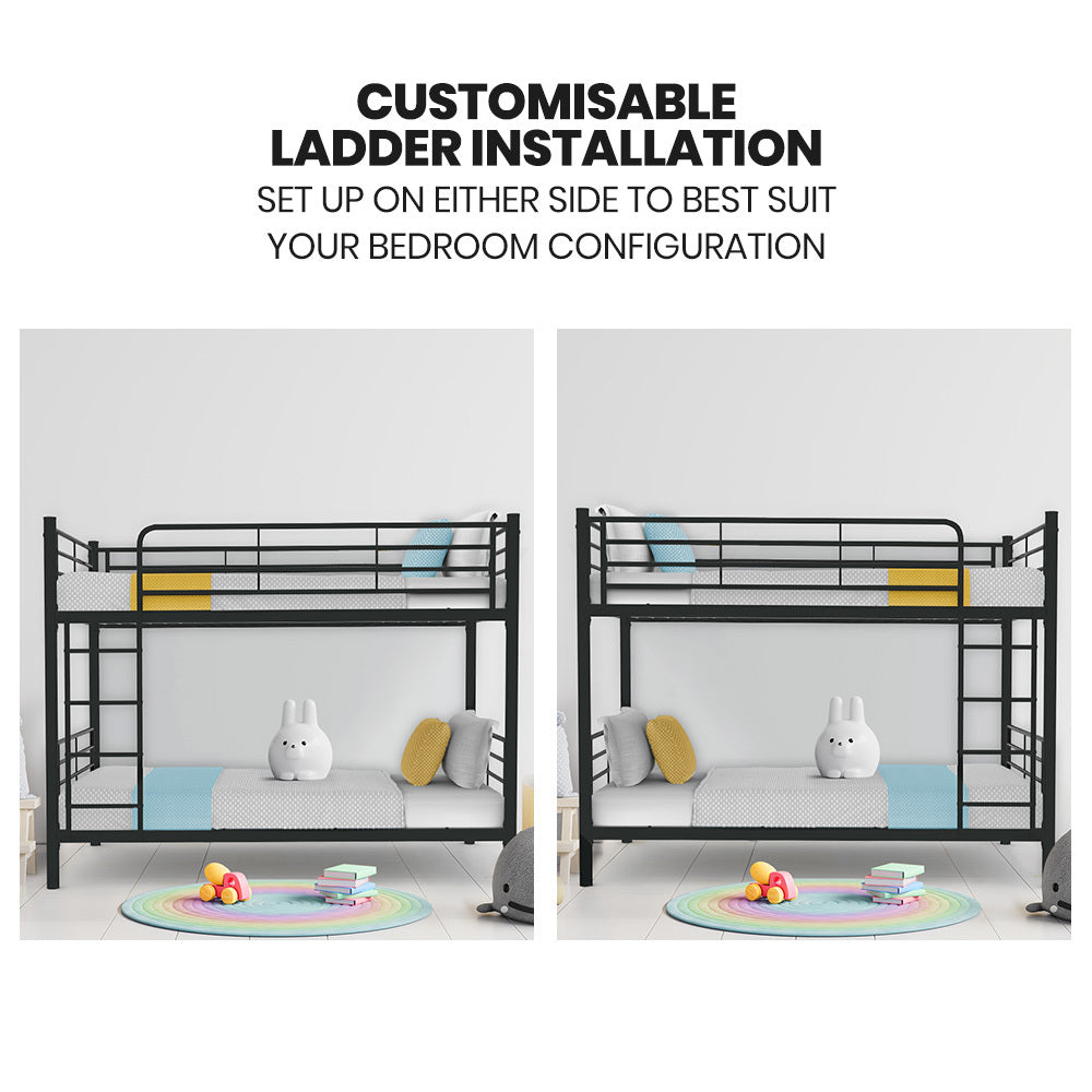 Kingston Slumber 2in1 Single Metal Bunk Bed Frame, with Modular Design, Dark Matte Grey