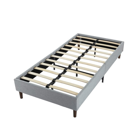 Bedframe with Wooden Slats (Light Grey) – Double