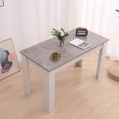 Grey Rectangular Dining Table with 4x Green Velvet Chairs