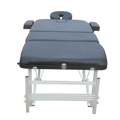 YES4HOMES 3 Fold 5 cm Thickness Foam Portable Aluminium Massage Table Massage Bed Beauty Therapy Black