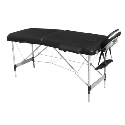 YES4HOMES 2 Fold 6cm Thickness Foam Portable Aluminium Massage Table Massage Bed Beauty Therapy Black